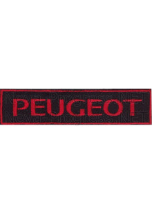 Шеврон для автомобиля (прямоугольник) PEUGEOT (ПЕЖО) - черный фон, красный кант