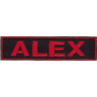 Шеврон для автомобиля (прямоугольник) ALEX - черный фон, красный кант