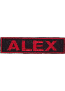 Шеврон для автомобиля (прямоугольник) ALEX - черный фон, красный кант