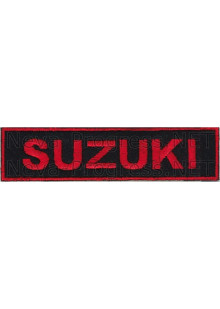 Шеврон для автомобиля (прямоугольник) SUZUKI - черный фон, красный кант