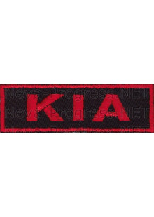 Шеврон для автомобиля (прямоугольник) KIA - черный фон, красный кант