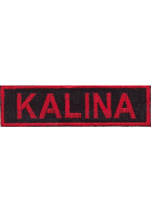 Шеврон для автомобиля (прямоугольник) KALINA - черный фон, красный кант