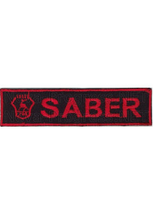 Шеврон для автомобиля (прямоугольник) SABER (САБЕР) с логотипом - черный фон, красный кант