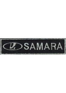 Шеврон для автомобиля (прямоугольник) SAMARA (САМАРА) с логотипом - черный фон, серый кант, метанить