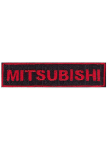 Шеврон для автомобиля (прямоугольник) MITSUBISHI (МИТЦУБИШИ) - черный фон, красный кант