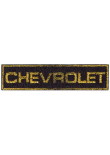 Шеврон для автомобиля (прямоугольник) SHEVROLET (ШЕВРОЛЕ) - черный фон, желтый кант, метанить