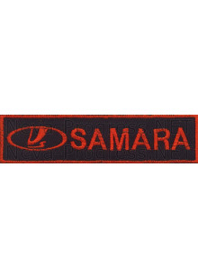 Шеврон для автомобиля (прямоугольник) SAMARA (САМАРА) с логотипом - черный фон, красный кант