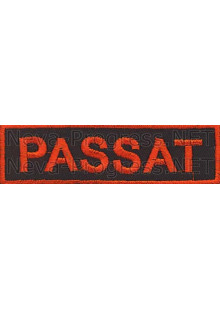 Шеврон для автомобиля (прямоугольник) PASSAT (ПАССАТ) - черный фон, красный кант