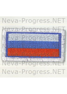 Шеврон Флаг России, прямоугольник, синий кант, белый оверлок