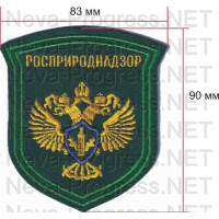 Шеврон госслужбы России Росприроднадзор (щит, темно зеленый фон, зеленый двойной кант) 