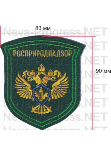 Шеврон госслужбы России Росприроднадзор (щит, темно зеленый фон, зеленый двойной кант) 