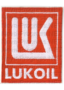  Шеврон для нефтяной компании LUKOIL (фирменный, стандартный) ,красный фон, красный кант 