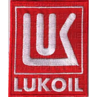 Шеврон для нефтяной компании LUKOIL (фирменный, стандартный) ,красный фон, красный кант (вариант 2)