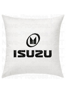 Подушка с вышитым логотипом и надписью ISUZU в салон автомобиля, размер и цвет выбирайте в опциях