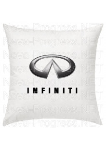 Подушка с вышитым логотипом и надписью INFINITI в салон автомобиля, размер и цвет выбирайте в опциях