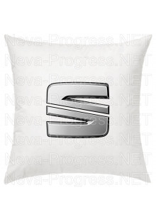 Подушка с вышитым логотипом SEAT в салон автомобиля, размер и цвет выбирайте в опциях