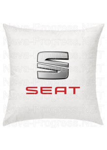Подушка с вышитым логотипом и надписью SEAT в салон автомобиля, размер и цвет выбирайте в опциях