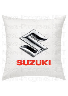 Подушка с вышитым логотипом и надписью SUZUKI в салон автомобиля, размер и цвет выбирайте в опциях