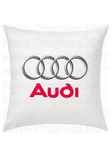 Подушка с вышитым логотипом и надписью AUDI в салон автомобиля, размер и цвет выбирайте в опциях