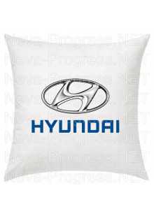 Подушка с вышитым логотипом и надписью HYUNDAI в салон автомобиля, размер и цвет выбирайте в опциях