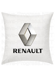 Подушка с вышитым логотипом и надписью RENAULT в салон автомобиля, размер и цвет выбирайте в опциях