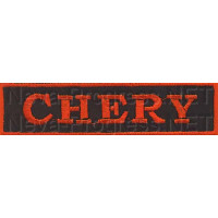 Шеврон (на грудь, прямоугольник) CHERY (черный фон, красный кант и буквы)
