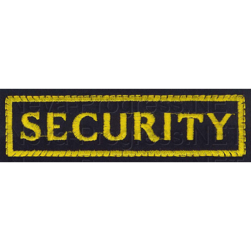 Шеврон (на грудь, прямоугольник) SECURITY (черный фон, желтый кант и буквы)
