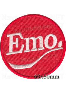 Шеврон РОК атрибутика "EMO" белая вышивка, красный фон, липучка или термоклей.