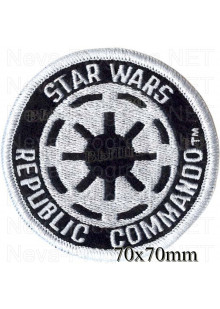 Шеврон РОК атрибутика "STAR WARS REPUBLIC COMMANDO" белая вышивка, черный фон, оверлок, липучка или термоклей.