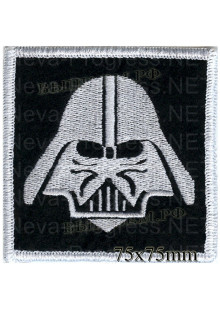 Шеврон РОК атрибутика "Дарт Ве́йдер (Darth Vader)" белая вышивка, черный фон, оверлок, липучка или термоклей.