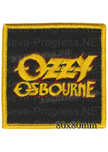 Шеврон РОК атрибутика "Ozzy Ozbourne" желтая вышивка, черный фон, оверлок, липучка или термоклей.