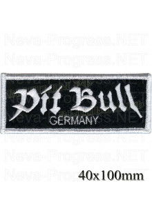 Шеврон РОК атрибутика "Pit Bull" белая вышивка, черный фон, оверлок, липучка или термоклей.