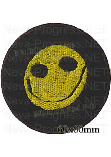 Шеврон РОК атрибутика "Смайлик" желтая вышивка, черный фон, липучка или термоклей.