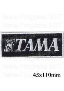 Шеврон РОК атрибутика "TAMA" белая вышивка, оверлок, черный фон, липучка или термоклей.
