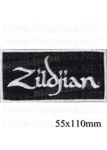 Шеврон РОК атрибутика "Zildjian" белая вышивка, оверлок, черный фон, липучка или термоклей.