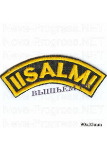 Шеврон РОК атрибутика "iisalmi" желтая вышивка, черный фон, липучка или термоклей.