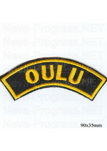 Шеврон РОК атрибутика "oulu" желтая вышивка, черный фон, липучка или термоклей.