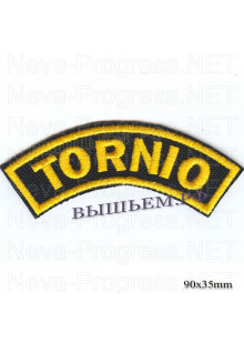 Шеврон РОК атрибутика "tornio" желтая вышивка, черный фон, липучка или термоклей.
