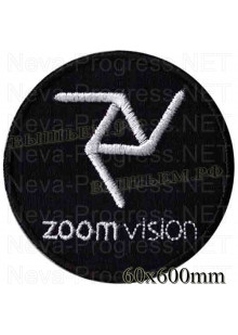 Шеврон РОК атрибутика "Zoom VISION" белая вышивка, оверлок, черный фон, липучка или термоклей.