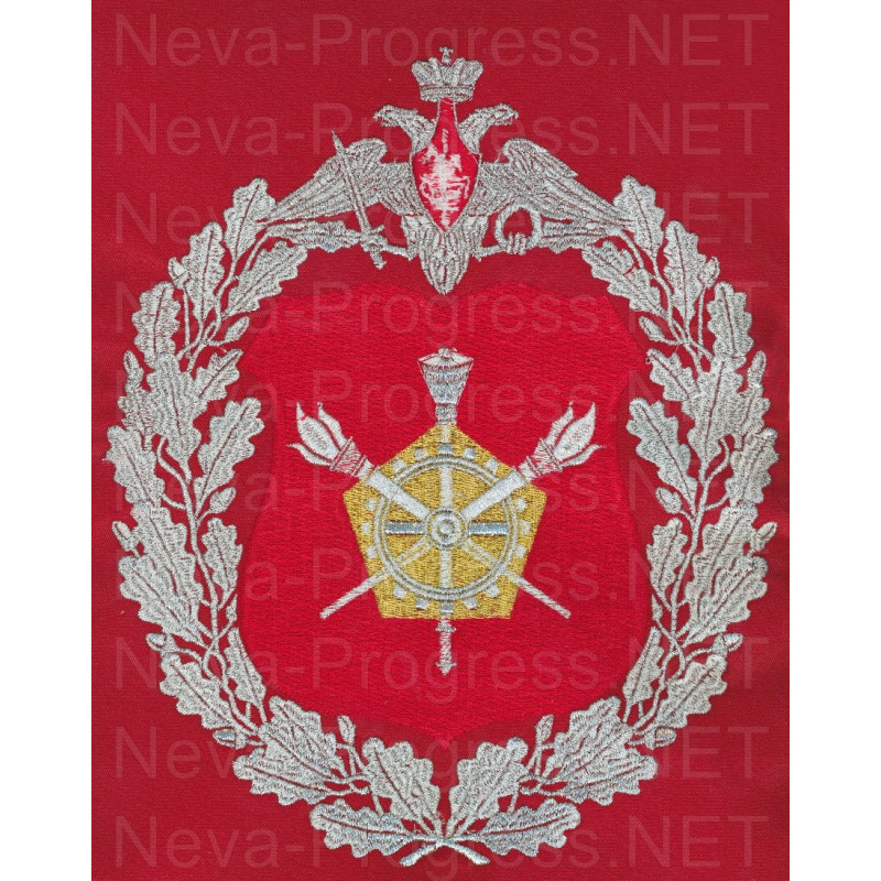 Герб военных представительств ВС России на красном фоне в рамке. А4