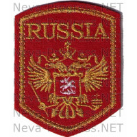 Шеврон RUSSIA с орлом пятиугольный метанить образца до 2012 года