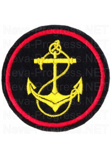 Шеврон на рукав "Морская пехота" (черный фон, желтый якорь, красный кант)