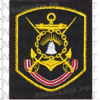 Шеврон Краснознаменная Кольская флотилия разнородных сил Северного флота (черный фон, желтый кант)