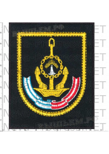 Шеврон 161-я Краснознамённая, ордена Ушакова бригада подводных лодок (черный фон, желтый кант)
