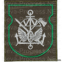 Шеврон Железнодорожных войск(колесо, крылья, зеленая рамка) оливковый фон
